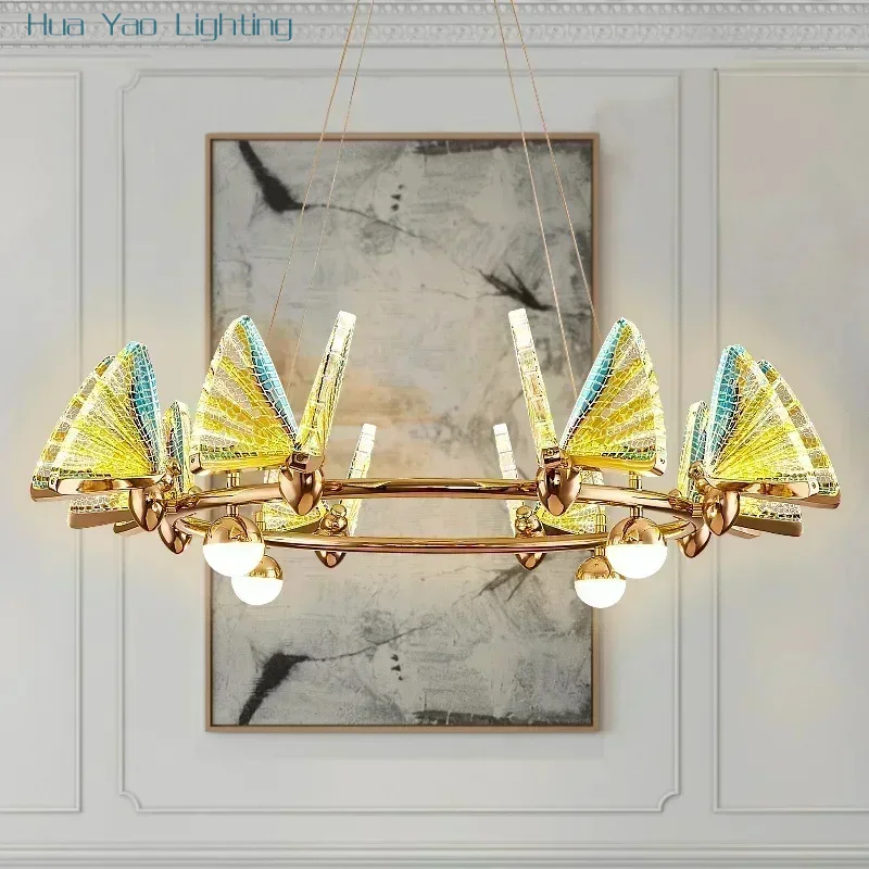 

Nordic Butterfly Hanging Lights Pendant Chandelier Hotel Villa 36w Led Round Pendant Lights Modern Hanging Fixture