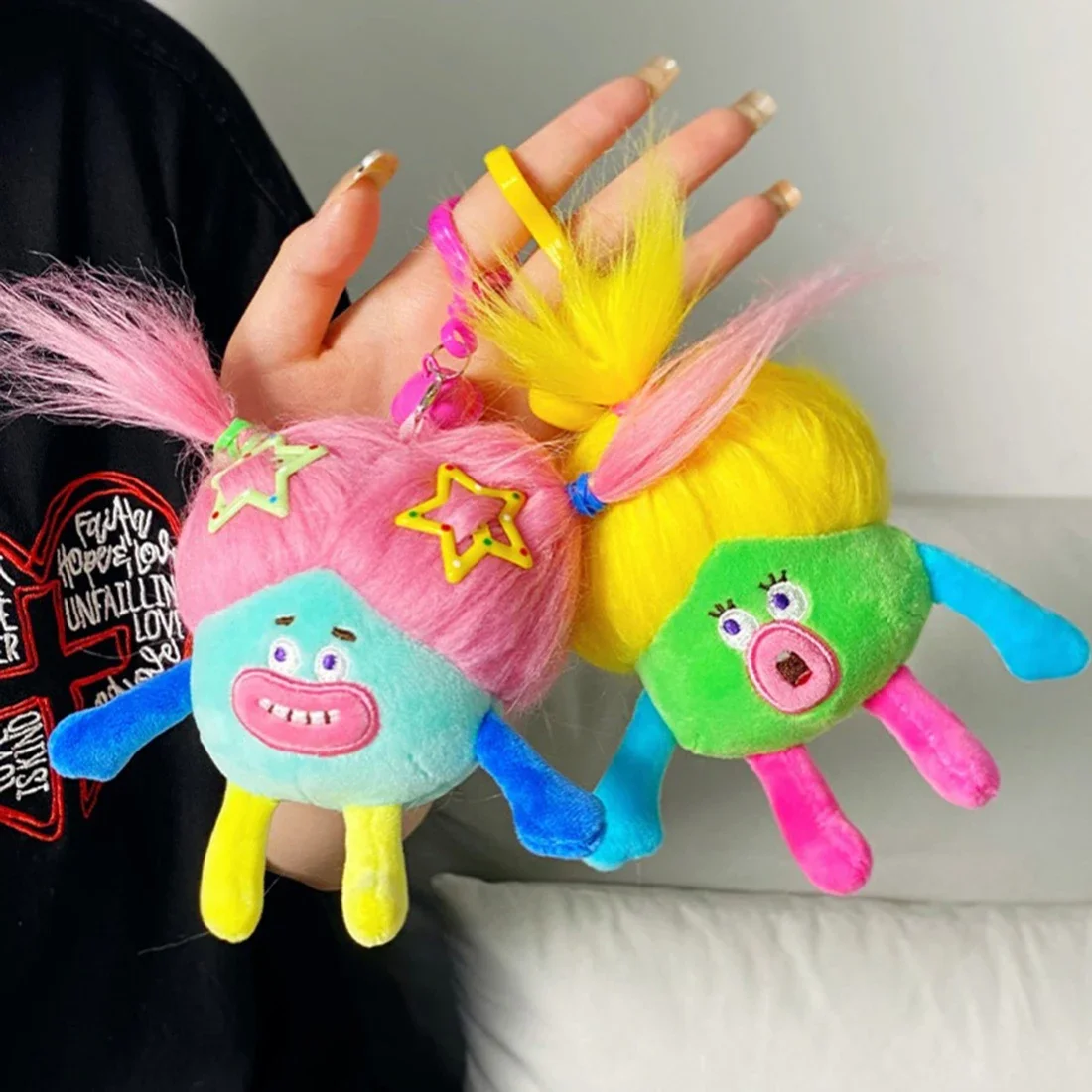 Divertente bambola di capelli colorati peluche bambola di peluche della bambola della spazzatura che abbraccia dormire carino Super morbido ornamento regalo portachiavi giocattoli carini