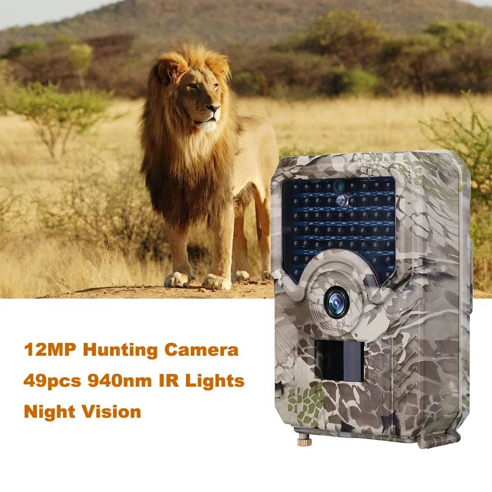 Hunting Camera 12MP Photo Traps PR200 Night Vision 49pcs 940nm IR LEDs 1080P Video Wild Camera Hunter Scouting Trail Cameras