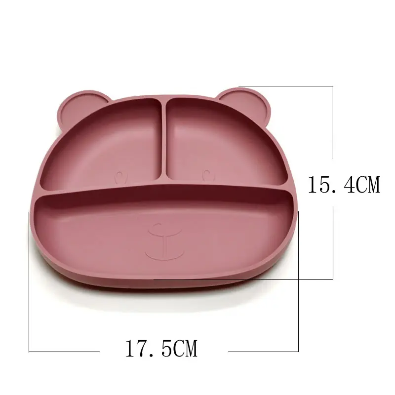 Beadsnice Baby Silicone Tableware Dining Plate Suction for Infant and Young Learning To Eat Cute Cartoon Bear Feeding Dishes