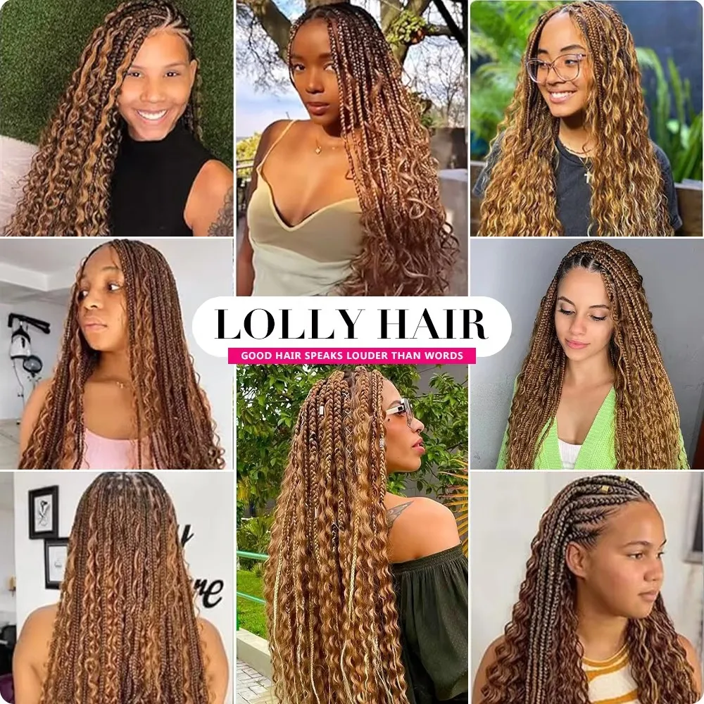 Cabelo humano em massa para trançar, louro de mel, onda profunda, sem trama, extensões de cabelo para mulheres, 4, 27