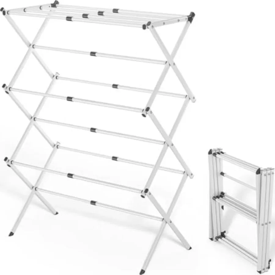 Standard Metal Drying Rack - Easy to Install Without Tools, Space-Saving telescoping Design, 16.93-29.92 inches Wide, White.