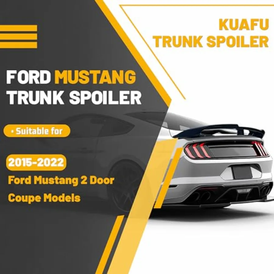 سبويلر صندوق السيارة متوافق مع 2015-2023 Ford Mustang GT500 GT350 V6/V8/Shelby/GT/EcoBoost نماذج كوبيه ذات بابين ملمع جناح خلفي B #2