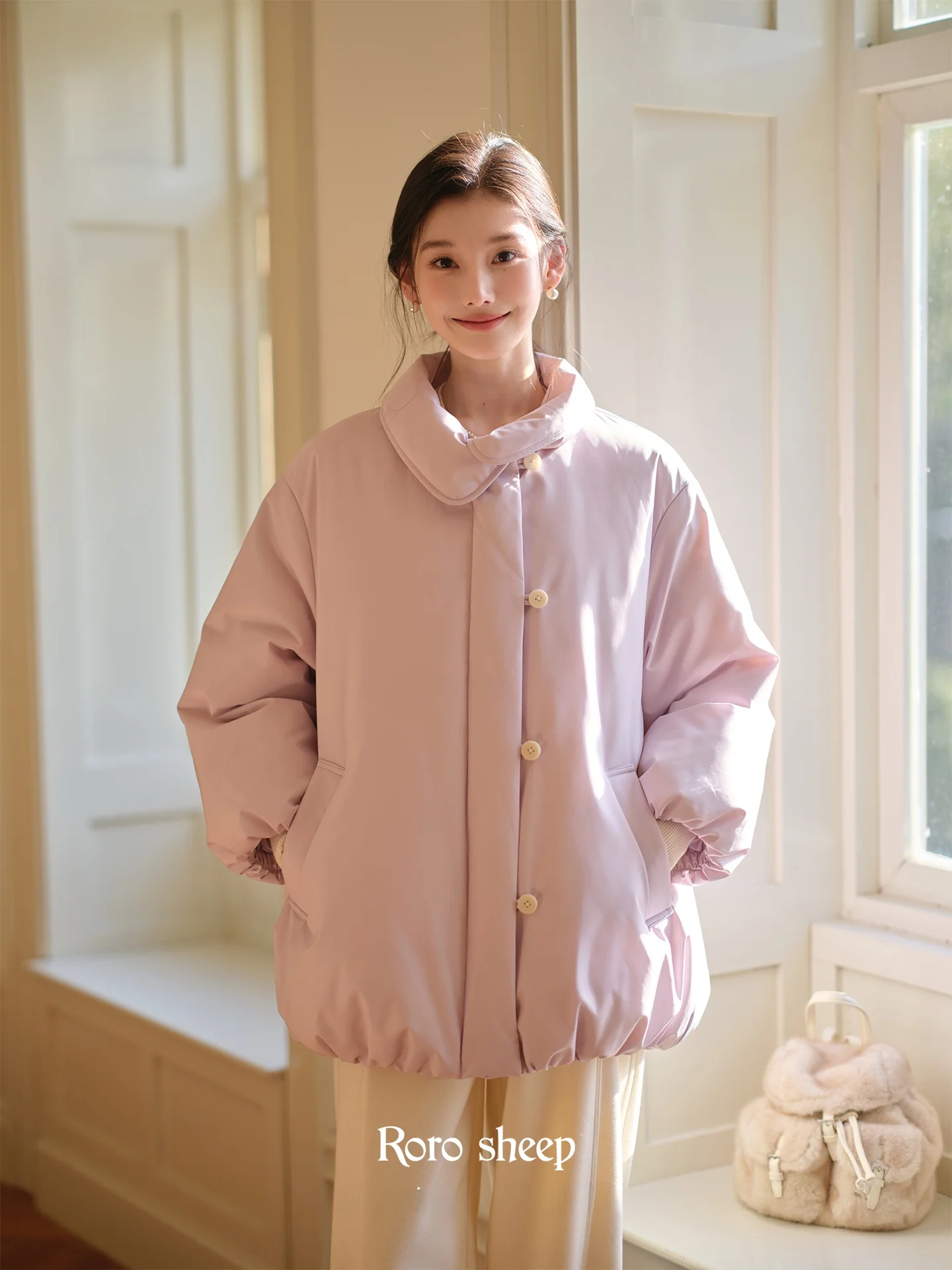 

Зимнее пальто Roroeep Imogen Cloud F90 белое, утепленное пухом, с флисовой подкладкой, повседневное, короткое, верхняя одежда