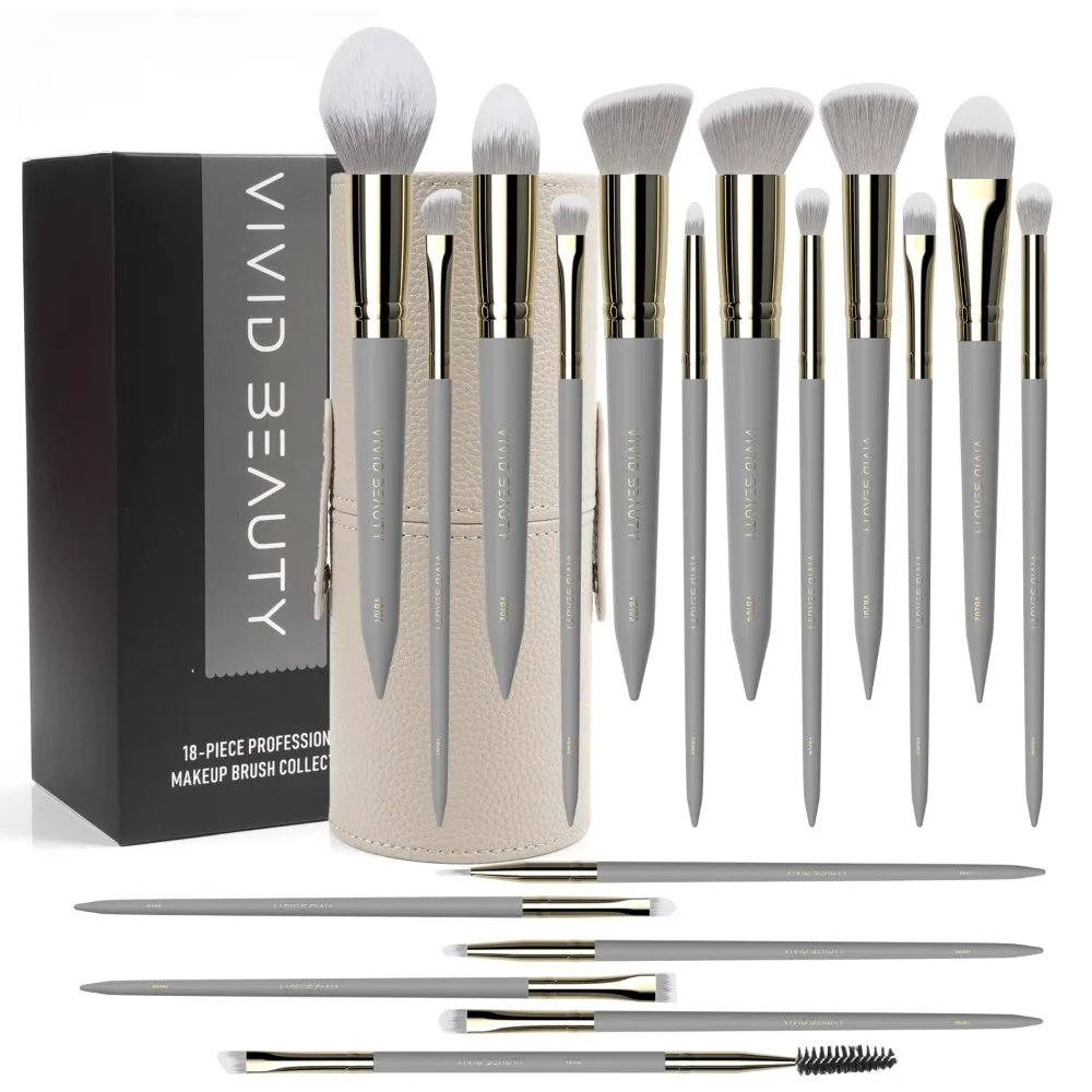 

18 Pcs Makeup Brushes,Real Techniques Brochas Para Maquillaje Kit for Powder Foundation Concealer Blush Eyeshadow Contouring Mak