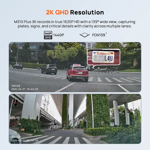 Imagen 2 del producto 70mai Dash Cam M310 Plus 2K Control de voz en inglés 1440P WDR visión nocturna 24H vigilancia de estacionamiento 70mai M310 2K coche DVR Wi-Fi 6