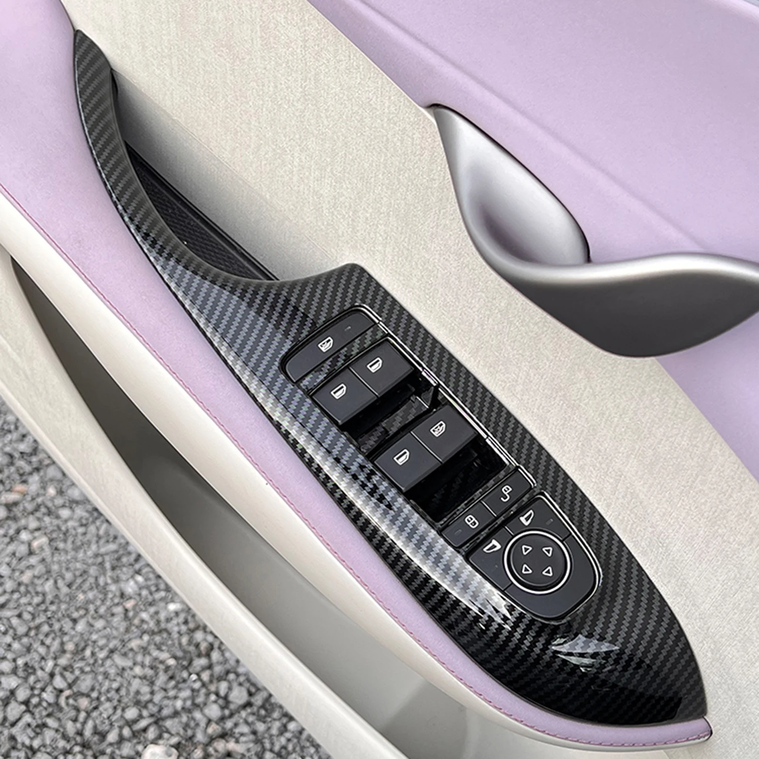 For BYD Dolphin 2024-2025 LHD RHD Interior Window Switch Button Cover Overlay ABS Car Accessories Carbon Fiber Style 4 pcs