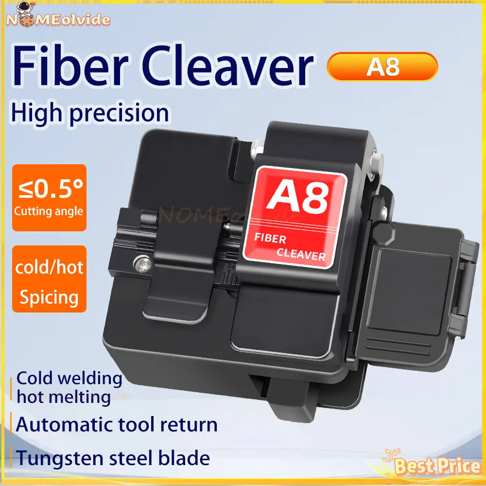 

A8 Fiber Optic Cleaver 24 Surface Blade FTTH Optic Cable Cutting Knife Tools With Waste Fiber Box High Precision