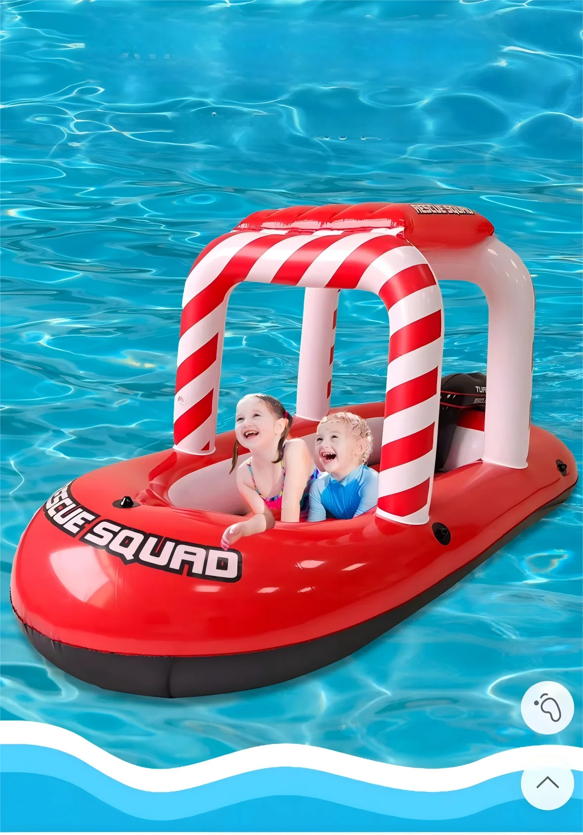 Children's inflatable cartoon game boat, children's sunshade inflatable water jet boat, children's water combat game boat