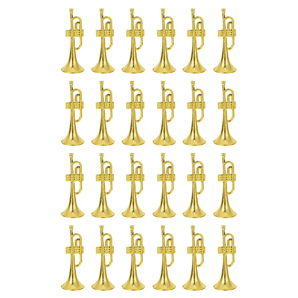 

24 Pcs Trumpet Musical Instrument Model Child Ornaments for Kids Photo Garland Plastic Mini
