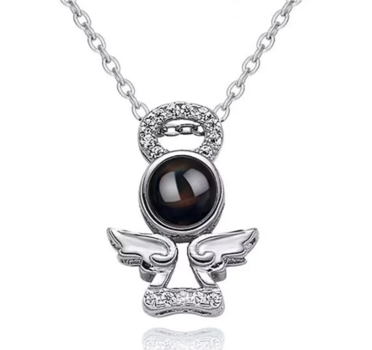 

Christmas Customized Projection Necklace Angel Pendant Personalized Photos Gifts for Family and Friends