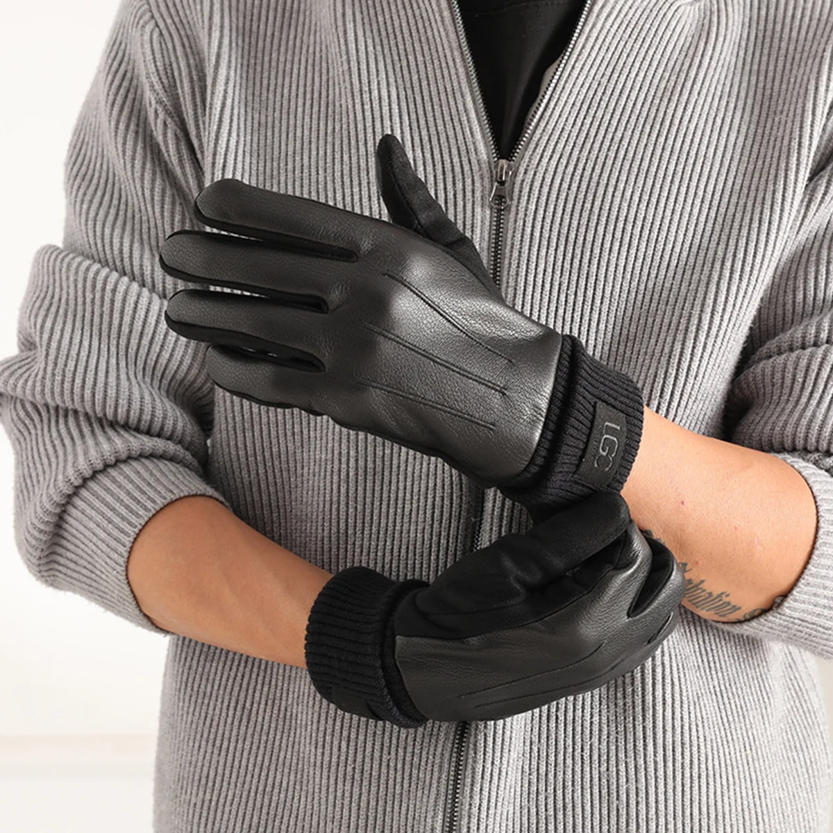 Winterwarme PU-Handschuhe mit Kunst-Hirschleder-Textur und Touchscreen für den Kälteschutz im Freien, Radfahren und Fahren für Herren