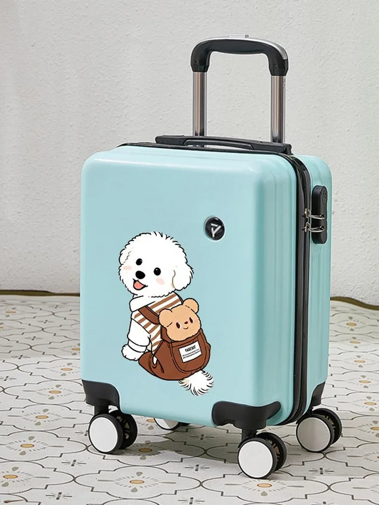 Spring Autumn Airlines Children's Luggage Cartoon Travel Suitcase 14 Inch Password Lock Hard  Aluminum Alloy Handle