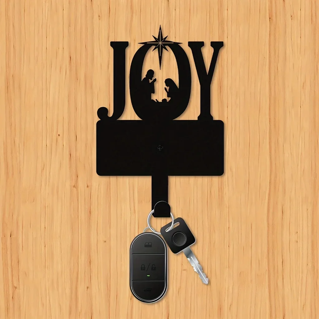 Metal Iron Christmas Joy Manger Hook, Key Belt Hanging Hook, Wall Decoration Hook, Christmas Decoration, Festivals Decor