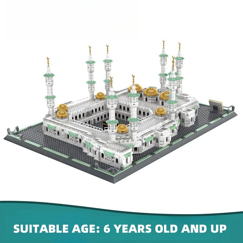 

2274 шт., арабские строительные блоки Mecca Mosque, крупная шкала, всемирно известная модель архитектуры, сборка кирпичей, игрушки для детей, подарок