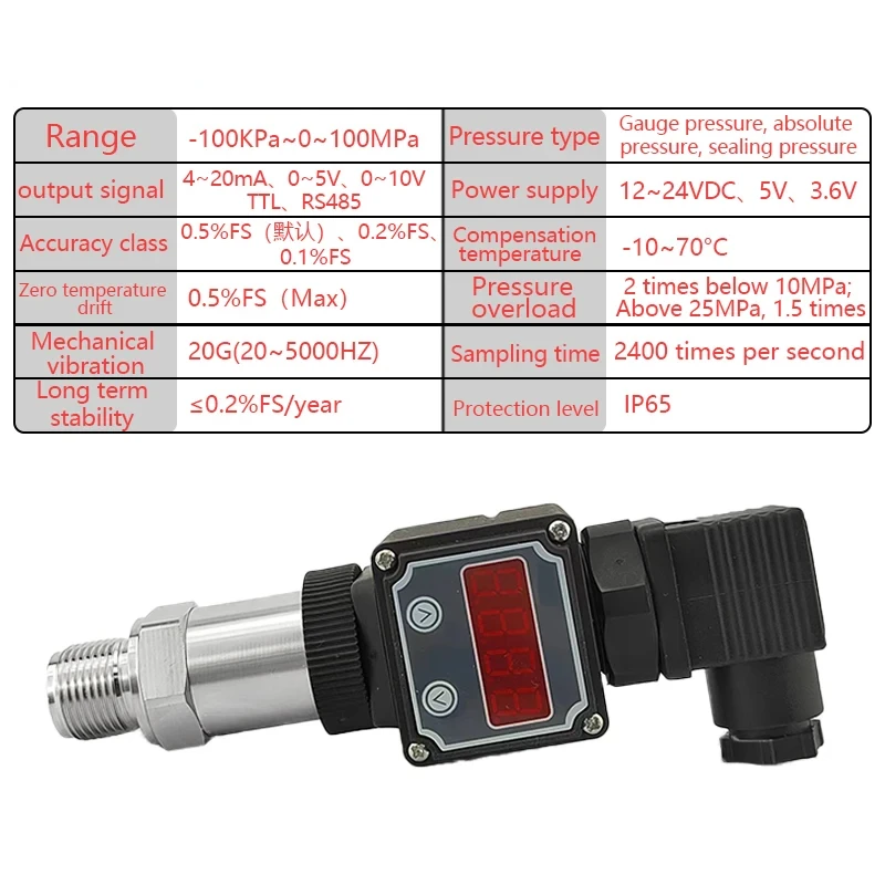 Imagem -03 - Transmissor de Pressão Digital 420ma Alta Precisão Difusa Sensor de Pressão de Chip de Silício com Display Digital