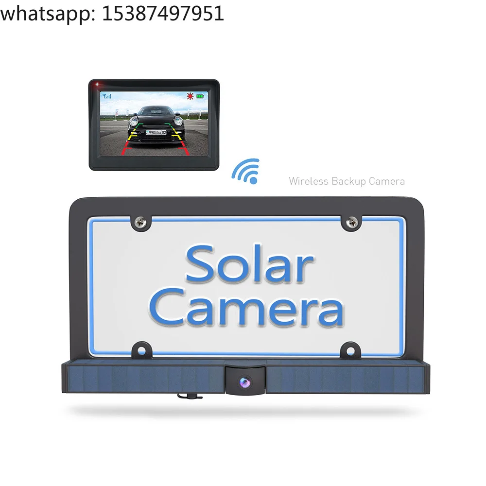 For New Product SC43  CE FCC Wireless License Plate Solar Battery Car Wireless Camera Reversing Aid for Vehicle Parking