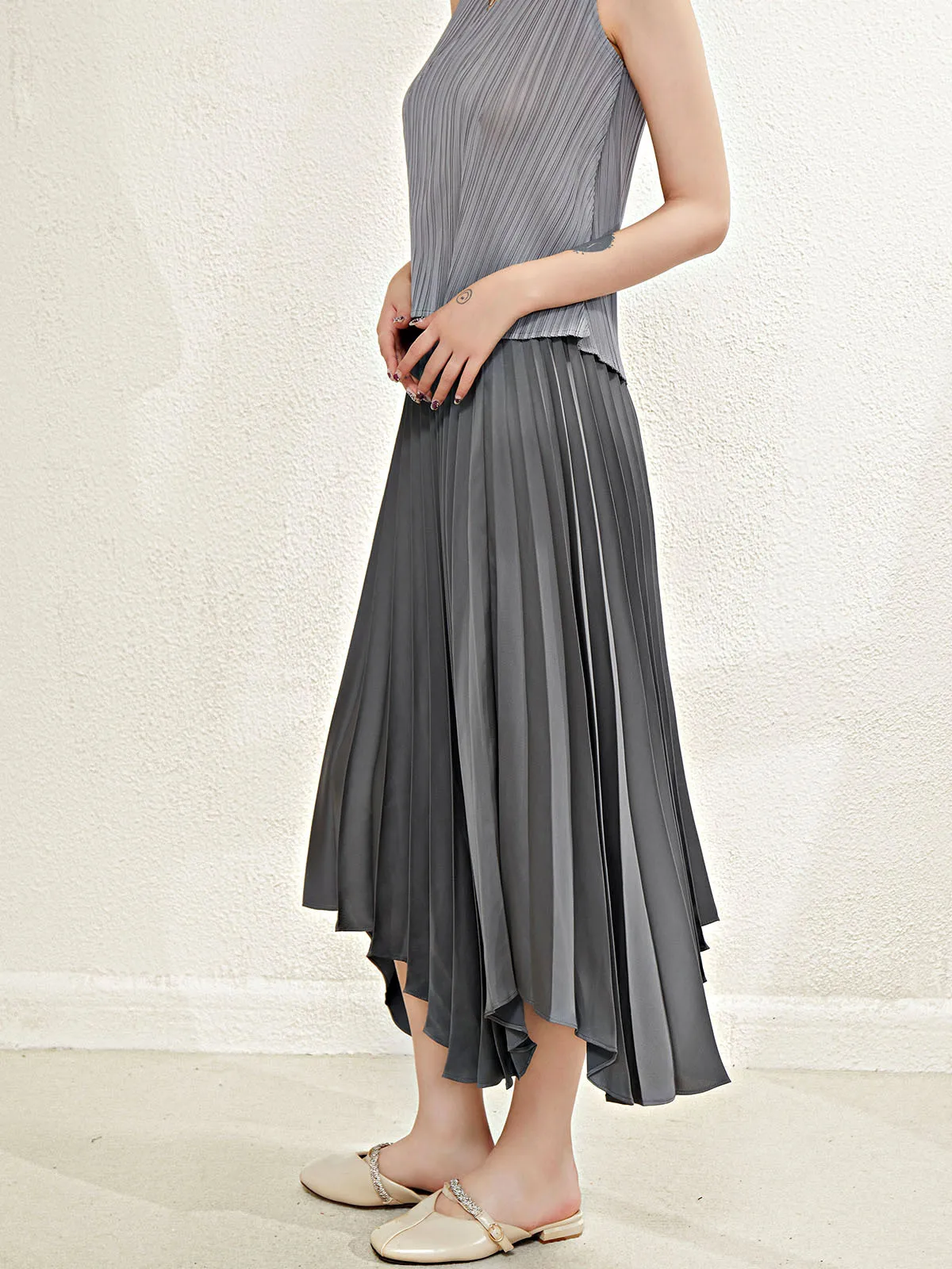 

Women's Summer Pleated Pleated Drape High Waist Skirt Women's Slimming Long Skirt