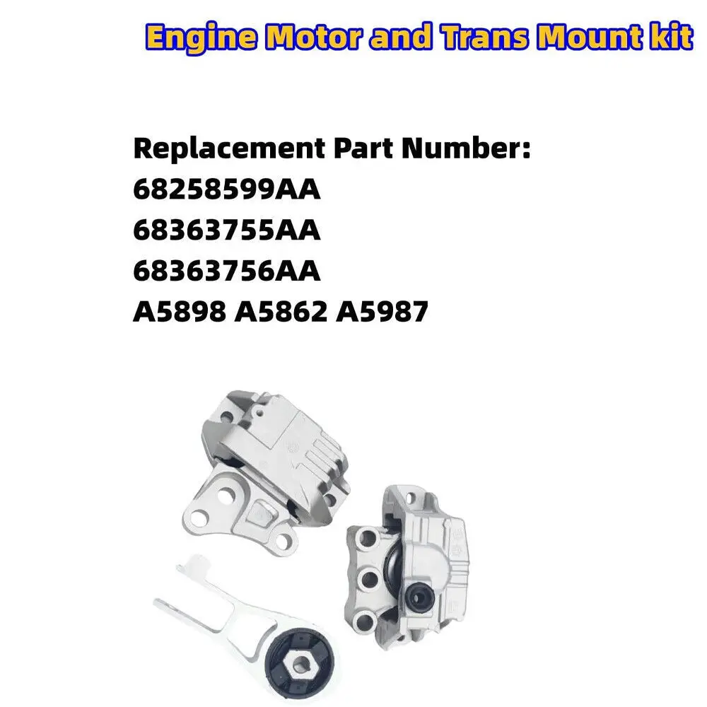 68258599AA,68363755AA,68363756AA 3PCS Montagens de motor para 2015-2020 Jeep Renegade 2.4L L4 Transmissão automática