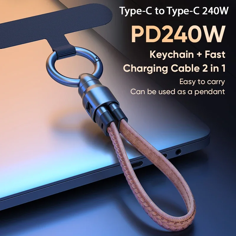 48V5A  Serviceable Fast Charging Cable 240W Type C To Type C Short Keychain Cable for Huawei OPPO Vivo Mobile  iPhone 15 MacBook