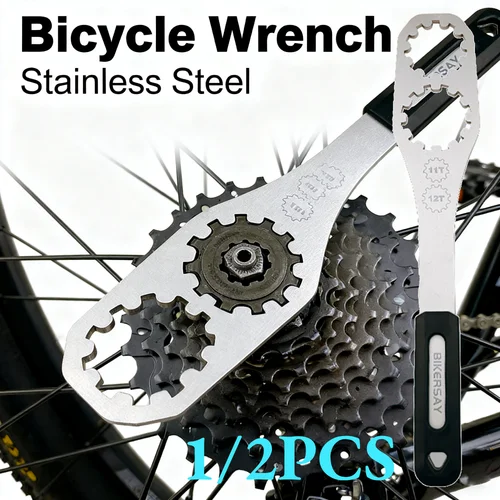 Herramienta de volante de bicicleta de corte de precisión, llave de acero inoxidable de 33,5 cm, accesorio de mantenimiento de bicicleta de extracción de rueda libre de 10-12T, 1/2 Uds.
