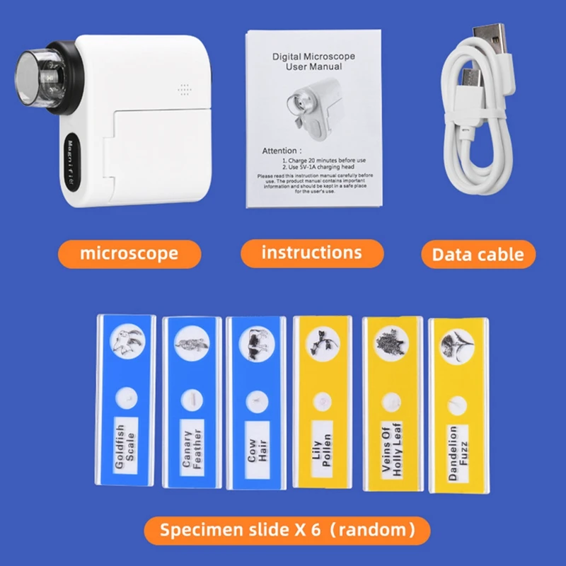 DV Microscope Portable Microscope For Kids With 6 Adjustable LED Lights 2Inch LCD With 32GB Memory Card