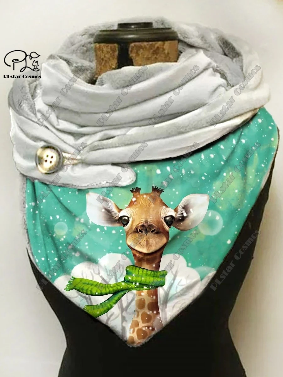 printed animal series cute giraffe elk sika deer pattern printed warm shawl scarf spring and winter small triangle scarf