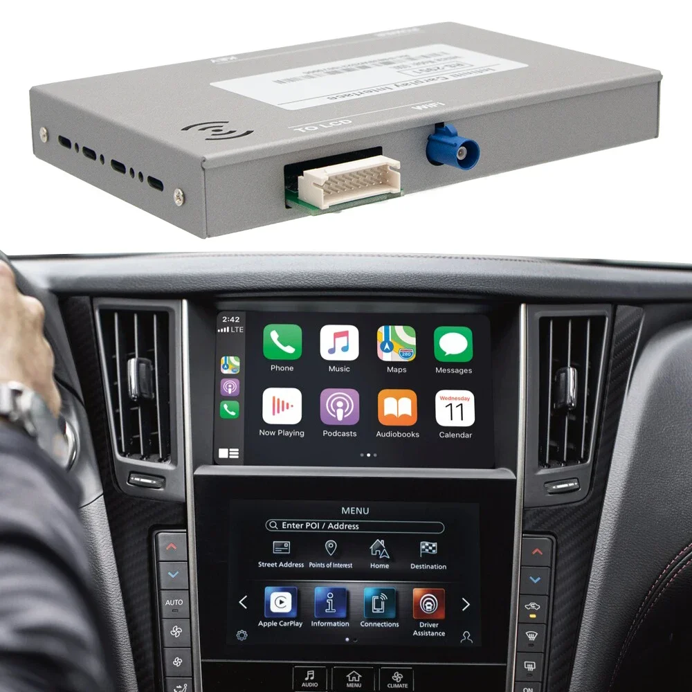 Upgraded versionCarplay Interface Aftermarket Decoder for Wireless Carplay and Android Car for Infiniti Q50 Original Car Interfa