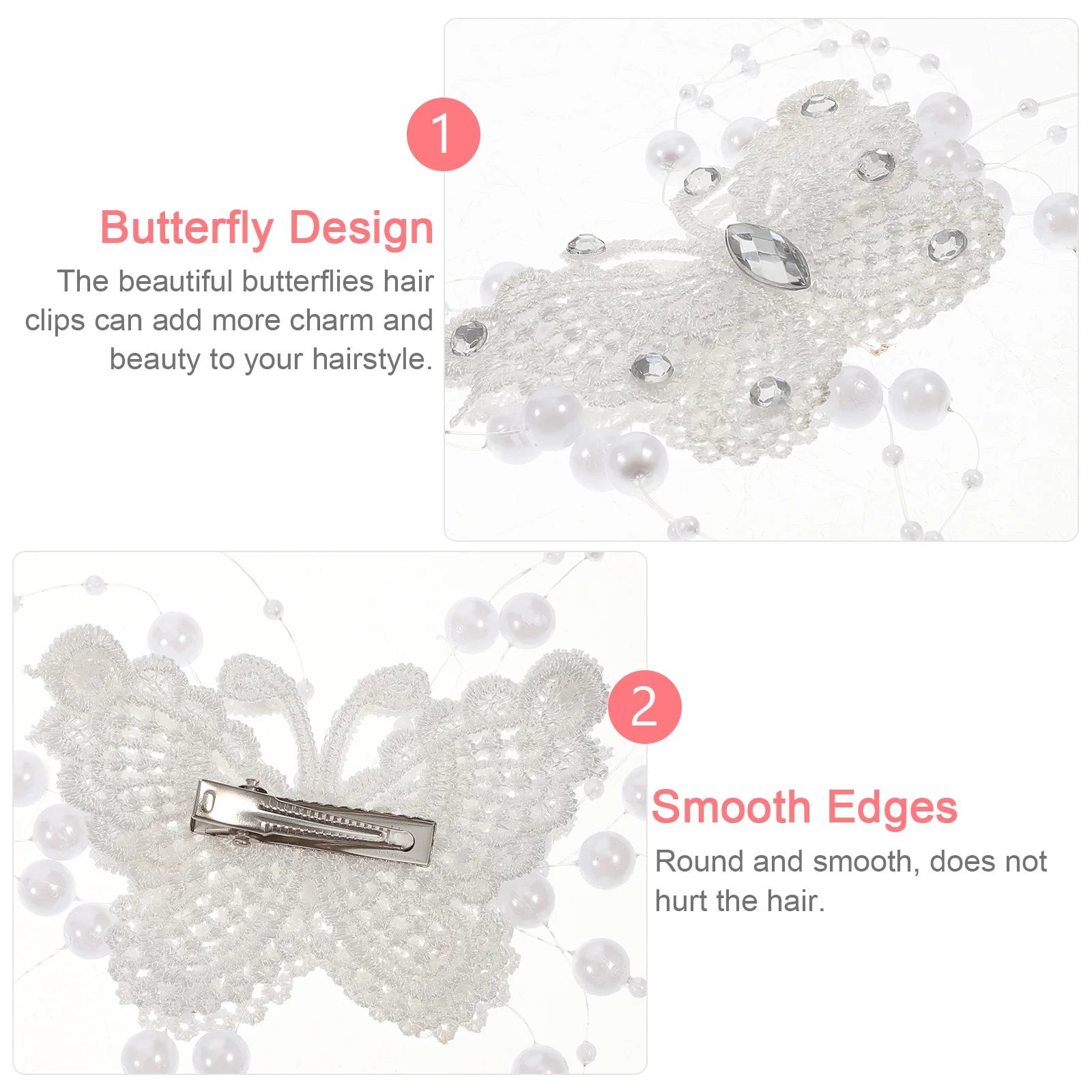 

2 Pcs Butterfly Hair Clip Girl Accessories Clips Faux Barrette Butterflies Hairpin Girls Alloy Miss Lace Small