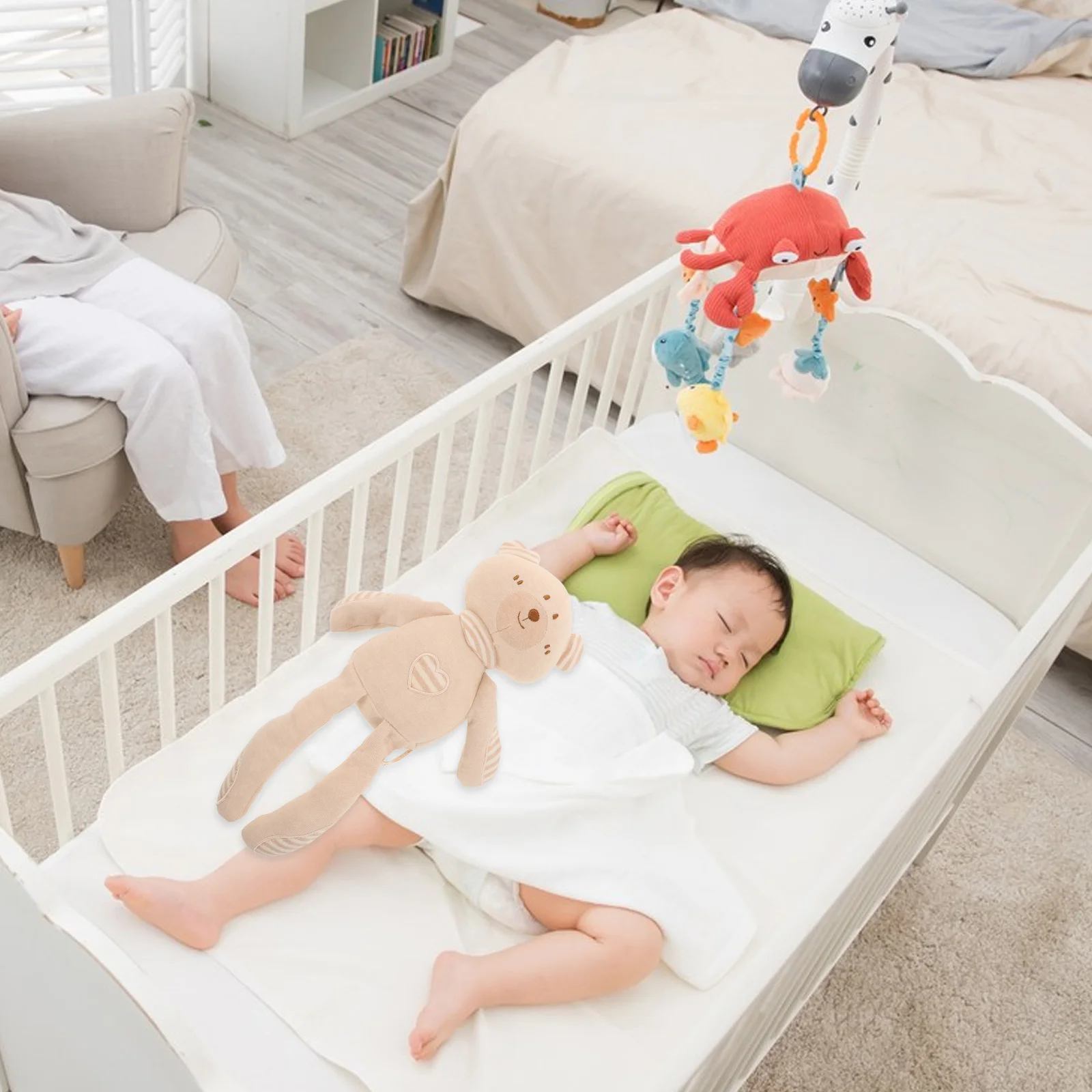 قطن عضوي لنوم الطفل، حيوان مهدئ طويل لحديثي الولادة والأطفال الصغار، رفيق أمان محبوب، سهل الغسل، ناعم