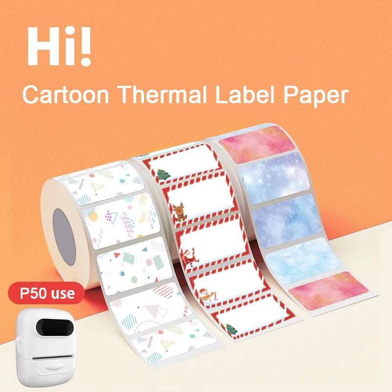 2 Rolls 20x40mm Mother‘s day Cartoon Christmas Thermal Label paper Happy Birthday Gift Tags Name Tags Sticker Festival Sticker