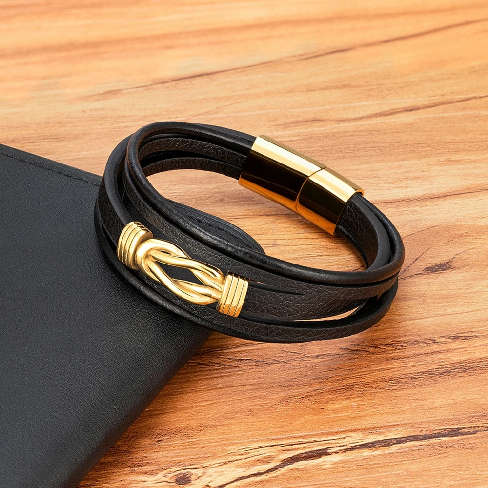 TYO العصرية 3 ألوان الرجال متعدد الطبقات الجلود الفولاذ المقاوم للصدأ المغناطيس مشبك سوار سحر الإسورة هدية عيد الحب دروبشيبينغ