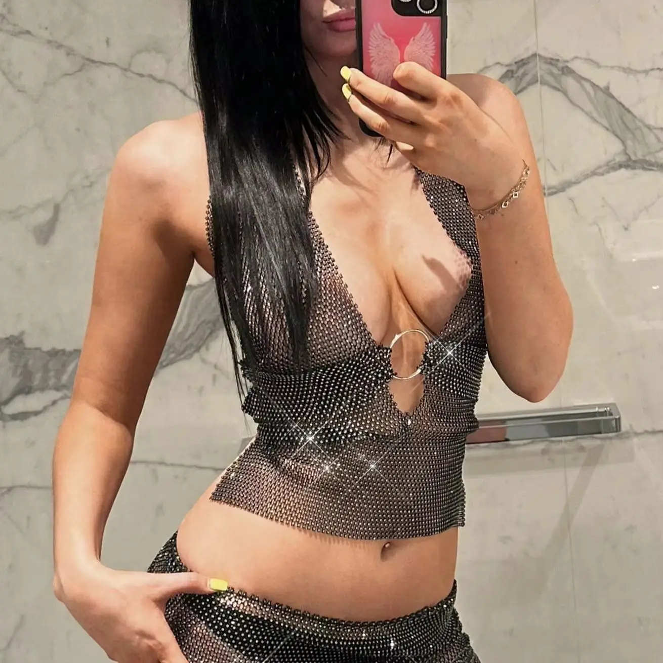 Rhinestone Halter Neck Top Women Luxury Crystal Mesh See Through Sleeveless Crop Top Sexy Sparkly Bling Party Club Camisole