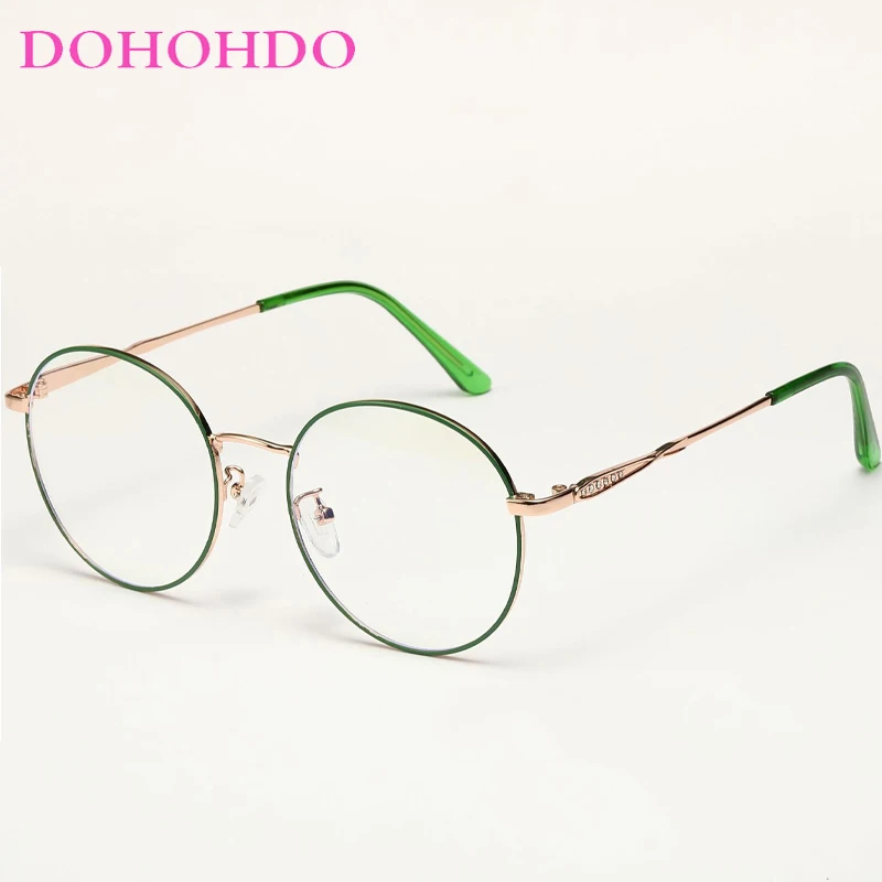 DOHOHDO Fashion Metal Blue Light Blocking Women Men Glasses Trend Classic Round Computer Goggles Anti Blue Rays Artistic Eyewear