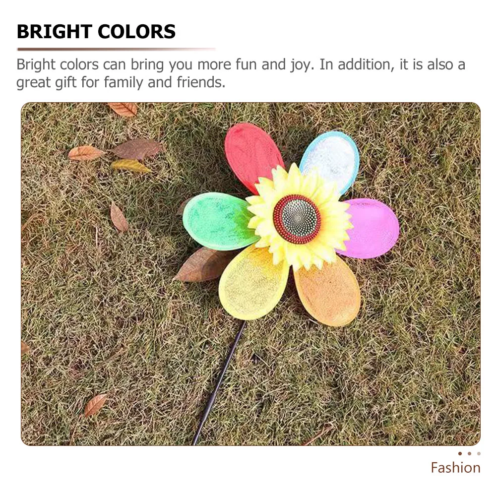 

2pcs Sunflower Decors Colorful Rotating Pinwheel Garden Yard Outdoor Wind Pinwheel Stakes Ornament Garden Windmill Inserting