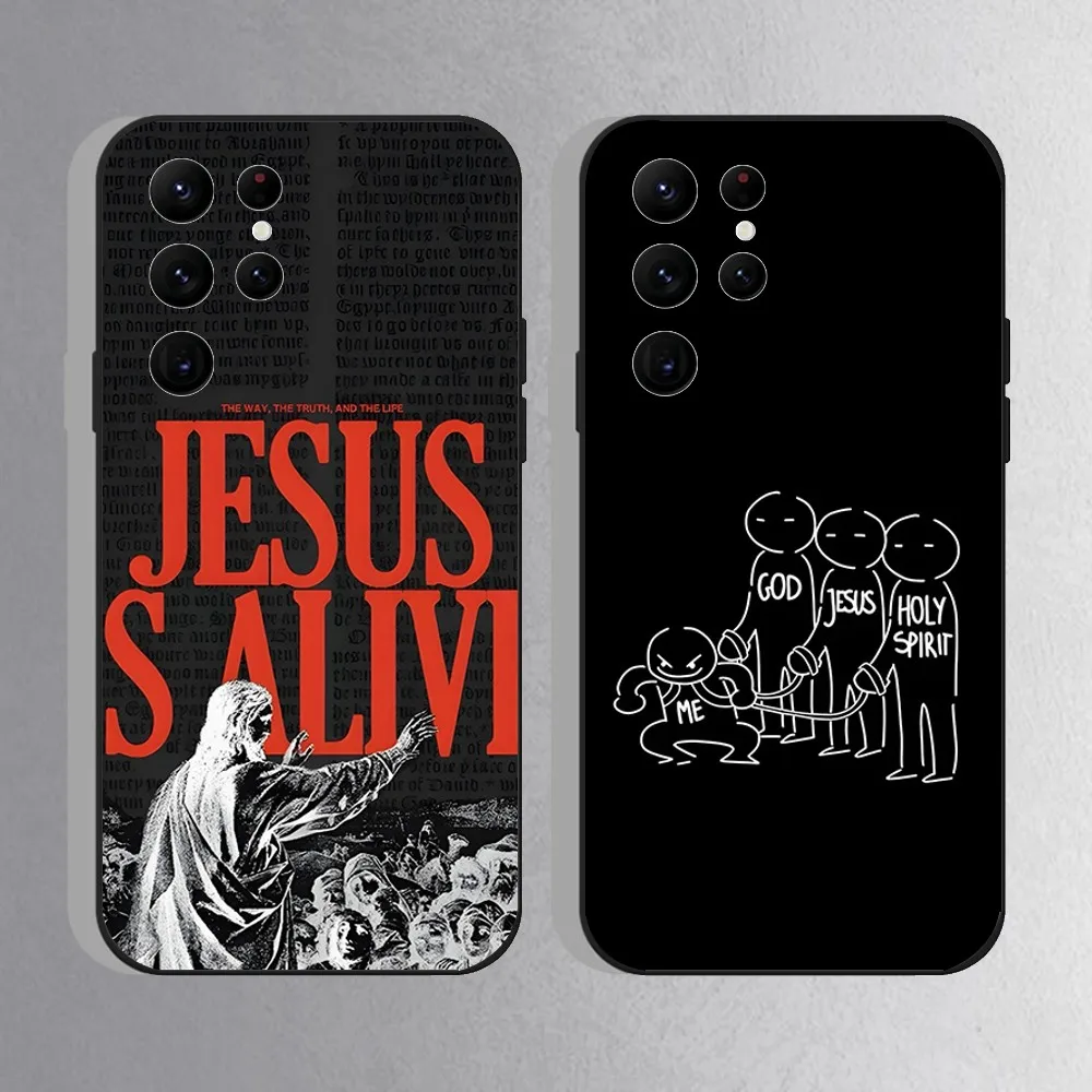 

Bible Verse Jesus Christian Phone Case For Samsung S25,S24 Ultra,S20,S30 plus,S22 plus,S23,S30 Ultra 5G Silicone Black Shell