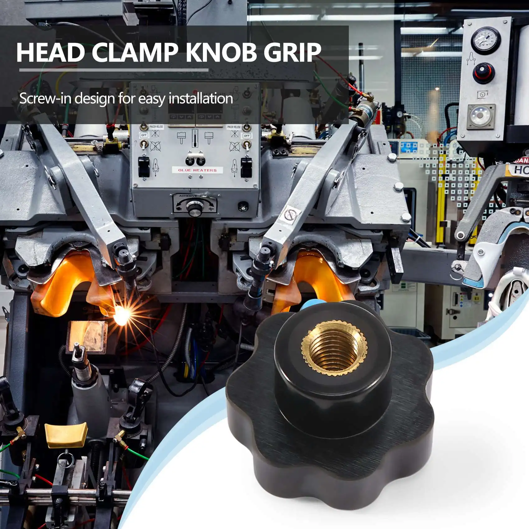 Impugnatura della manopola di bloccaggio della testa a stella in plastica nera con filettatura di diametro M10 da 10mm