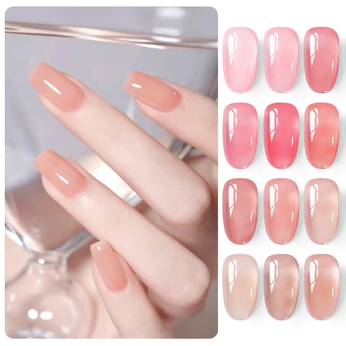 Imagen 2 del producto UR SUGAR-Juego de esmalte de uñas de Gel, 15ml, color rosa desnudo, cristal transparente blanco lechoso, translúcido Natural, esmalte de Gel para remojar, Kit de 8/6/4 Uds.