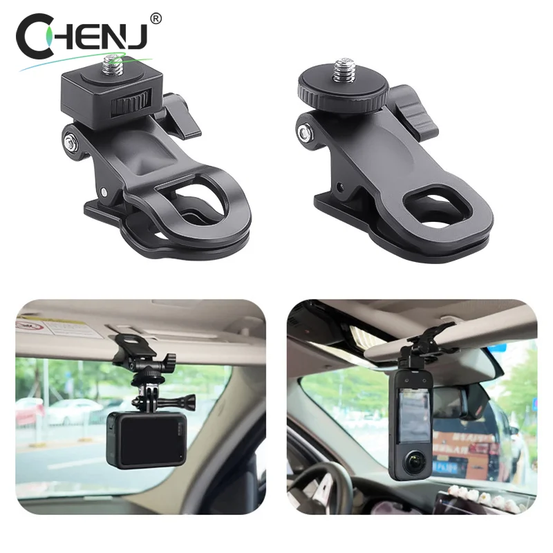 1PCS Car Sun Visor Camera Mount With Phone Clip For Cell Phone For Hero 12 11 10 9 8 For X3 One X2 Accessories