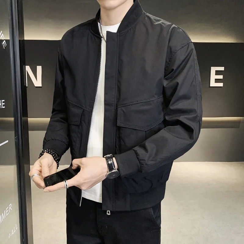 

2025 New Men's Baseball Jacket Fashionable Spring Autumn Versatile Workwear Polyester Long Sleeve Slim Fit Youth Popular Oute...