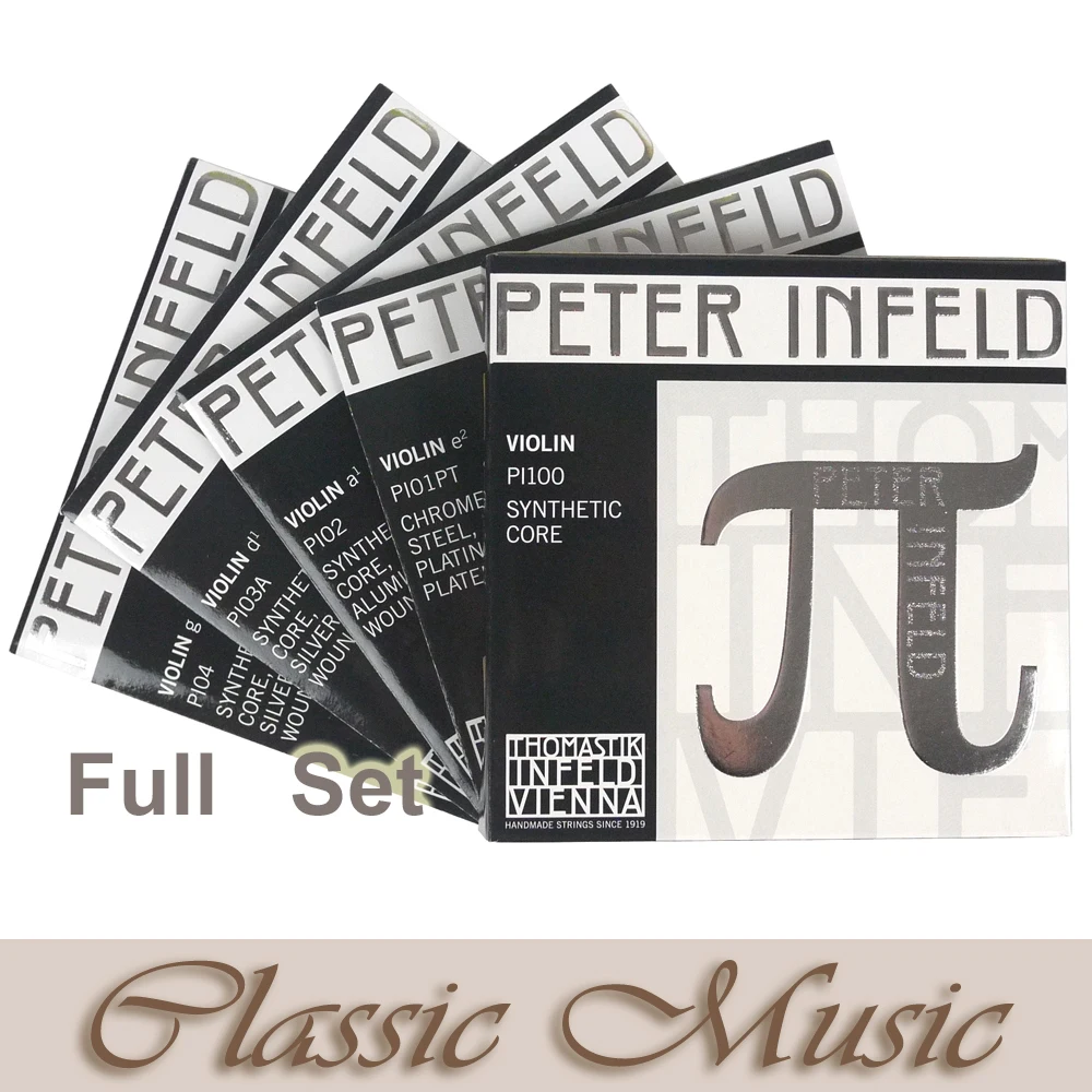 

Thomastik Peter Infeld 4/4 Violin Strings Full Set (PI100) Platinum E-Silver D Violin Strings . Made in Austria.