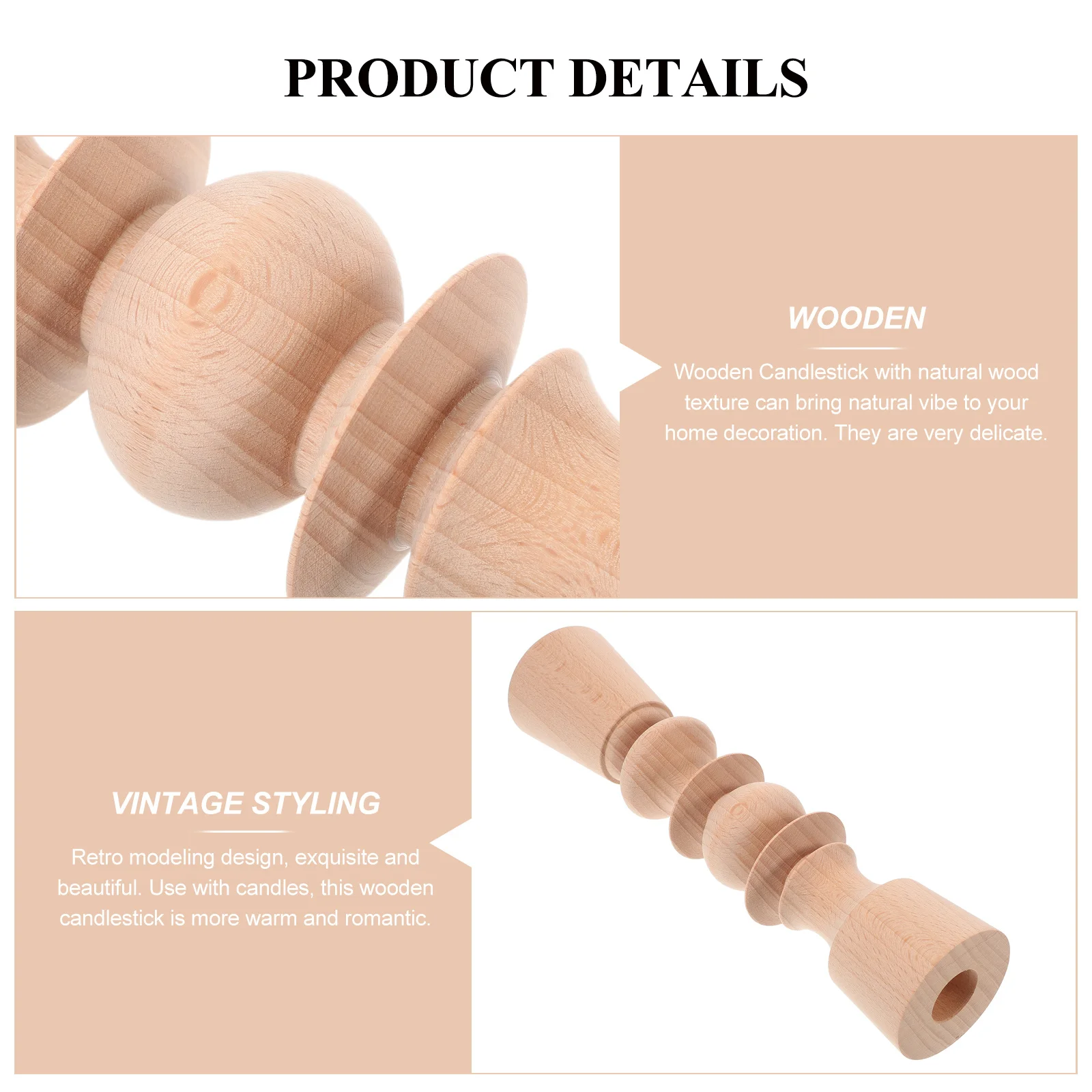 

Wooden Candlestick Holder Natural Texture Rustic Design For Home Wedding Party Decor Vintage Tabletop Holder Craft