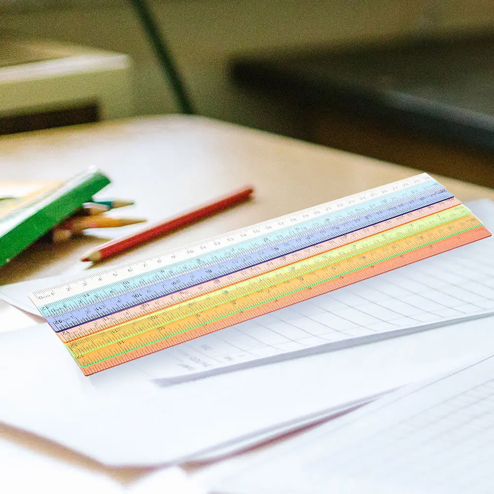 

10Pcs Colorful Straight Ruler Plastic Measuring Ruler for Students Classroom Office Home Use Lightweight Portable Centimeter