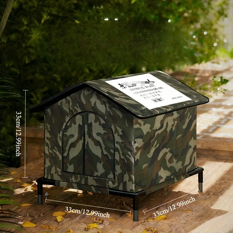 Outdoor Cat Houses with Shelf Cushions Foil Insulation Summer Cooling Homeless Cat Shelter for Kittens Puppies Cat Bed Cave