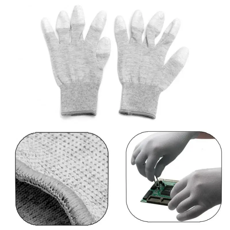 1~10PCS Carbon Fiber Gloves Anti-static Finger Dipping Anti-skid Wear-resistant Labor Protection Electronic Work Industrial