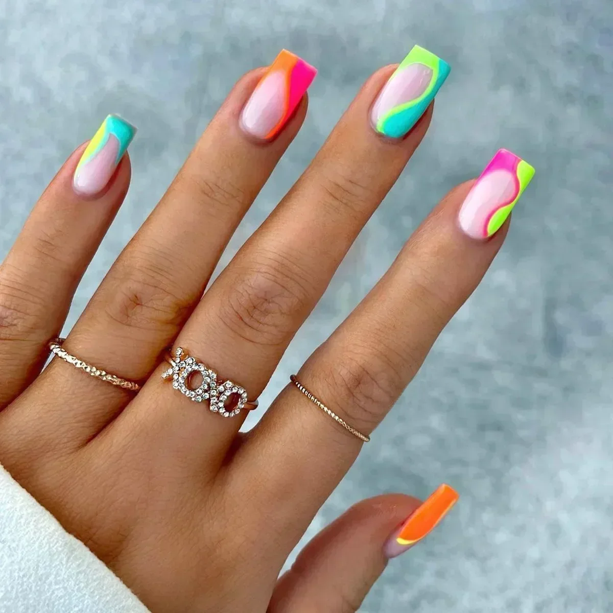 24 pçs verão unhas falsas com desenhos encantos chama longa bailarina unhas falsas wearable caixão unhas francesas dicas imprensa no prego