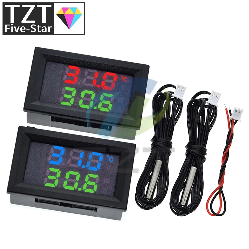 DC4-30V 100cm LED Display Digital Voltmeter and Thermometer Temperature Sensor Detector With NTC10K 3950 Probe Temp Tester Gauge