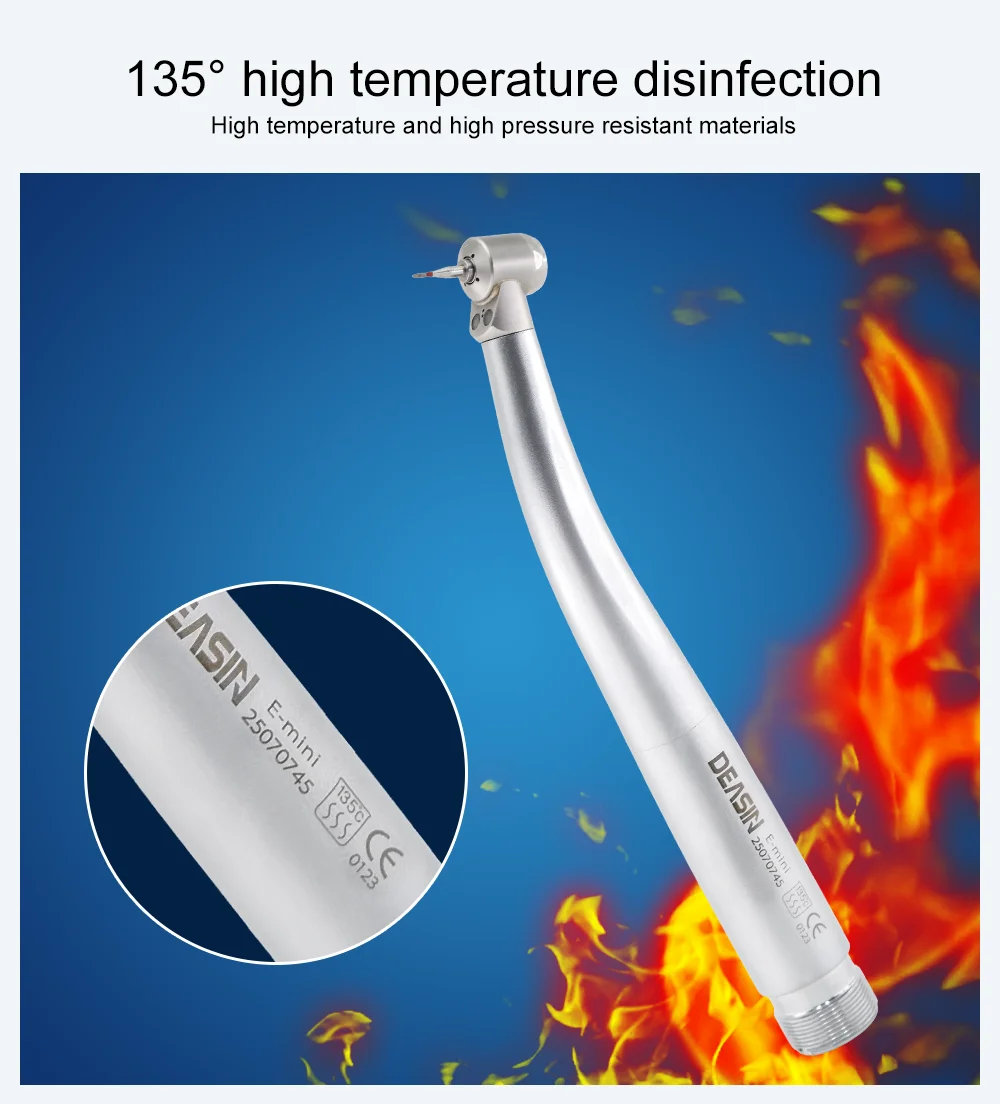 DEASIN Dental 2LED Licht High Speed Handstück Kinder Mini Kopf Griff Fiber Optic Push Button Air Turbine zahnmedizin werkzeuge 2/4 löcher – Detail 7