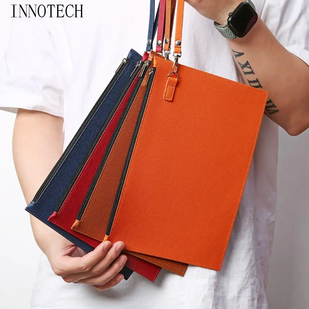 سعة كبيرة A4 مجلد ملفات من الجلد المقلد مقاوم للماء حقيبة تخزين الملفات السميكة أنيقة المحمولة منظم المستندات ورقة #1