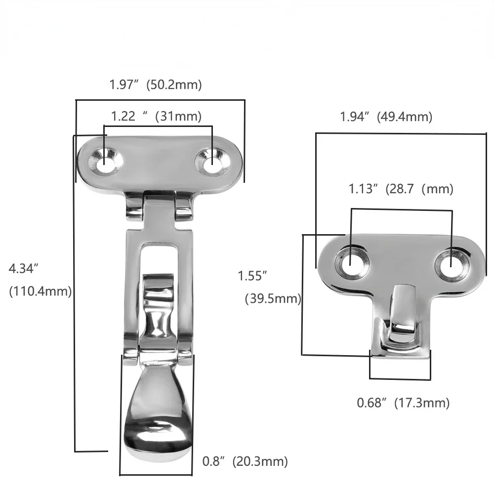 1pcs Boat Door Hatch 316 Stainless Steel Anti-Rattle Latches, Marine Grade Lockable Hold Down Clamp Latches